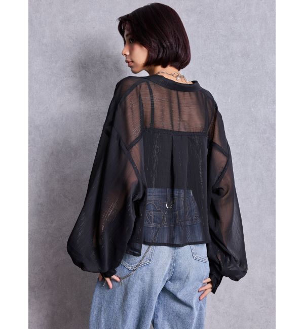 GYDA「SHEERラメショートシャツ」|シャツ・ブラウス|