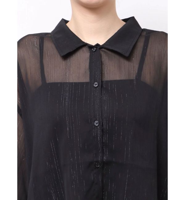 GYDA「SHEERラメショートシャツ」|シャツ・ブラウス|