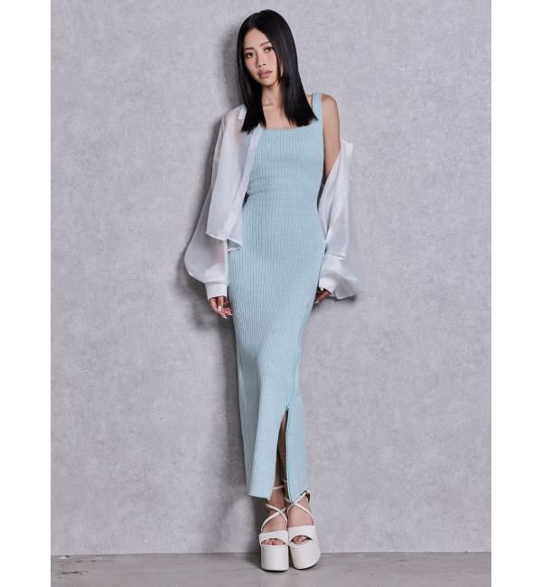 GYDA「バックオープンジップスリットリブニットロングワンピース」|ワンピース|