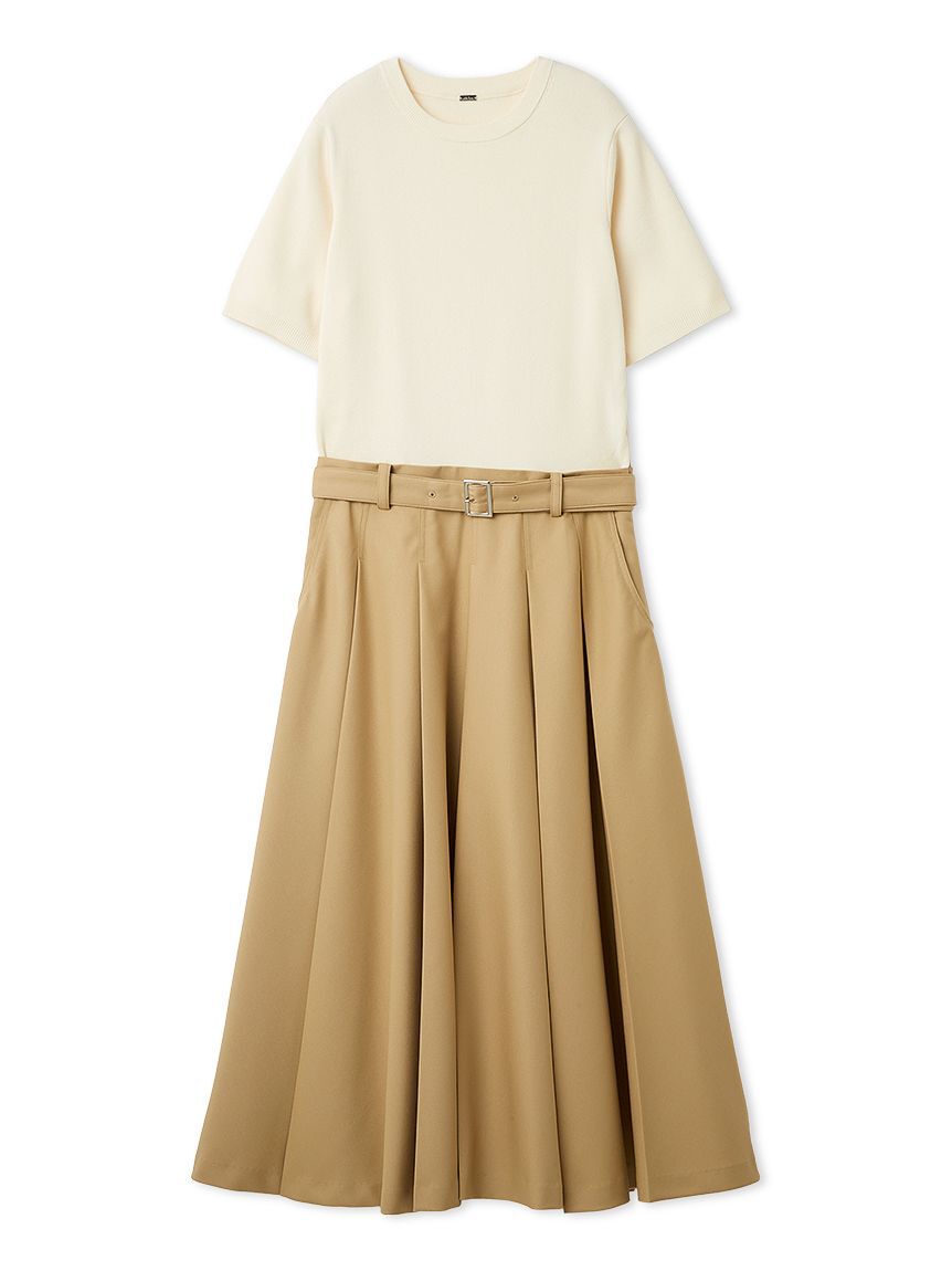 Mila Owen「プリーツスカートニットドッキングワンピース」|ワンピース|