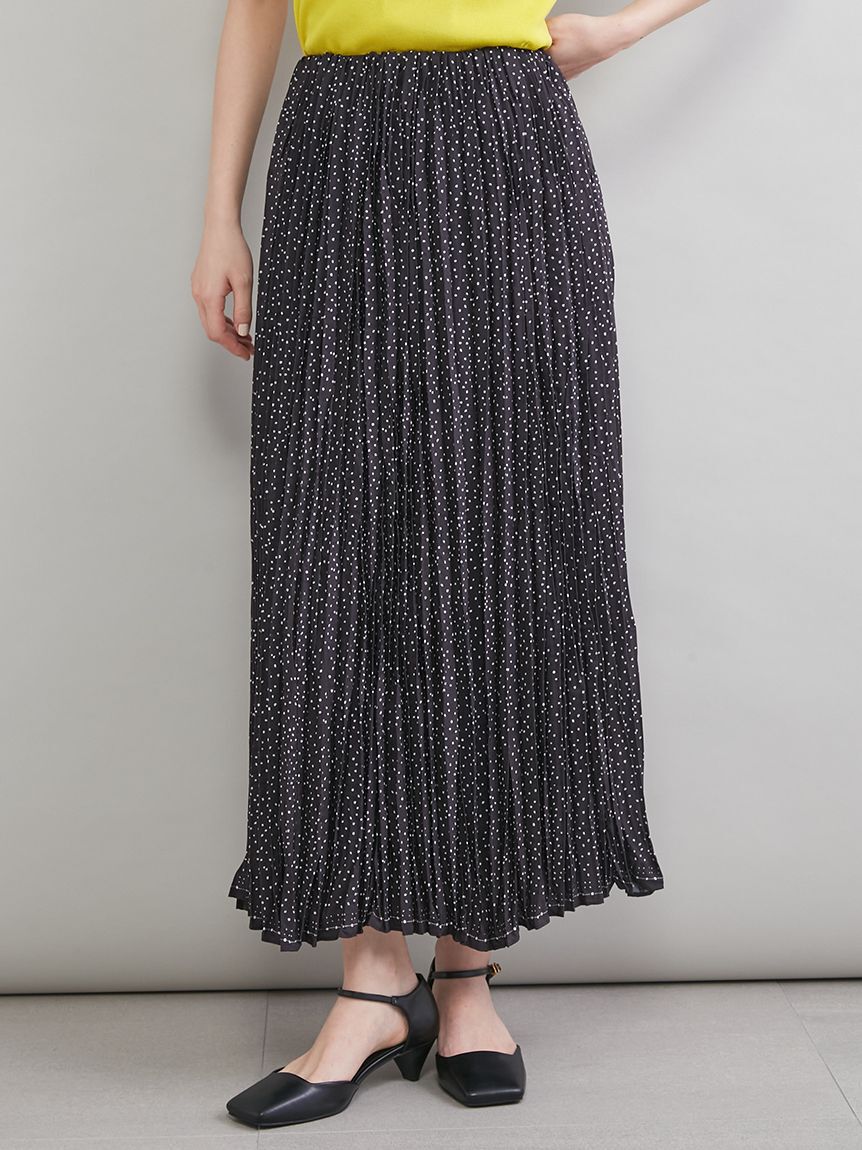 Mila Owen「ドットプリントワッシャープリーツスカート」|スカート|