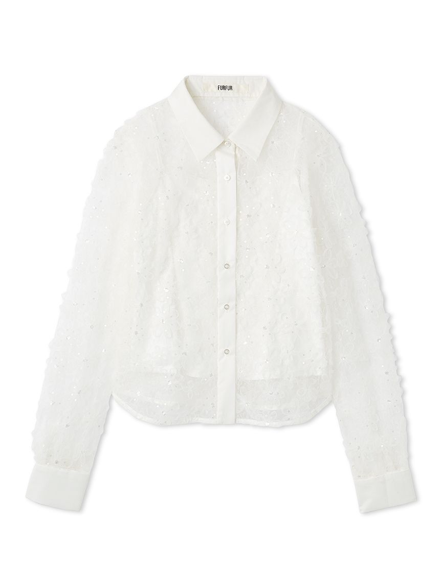 FURFUR「立体フラワーレースブラウス」|シャツ・ブラウス|WHT