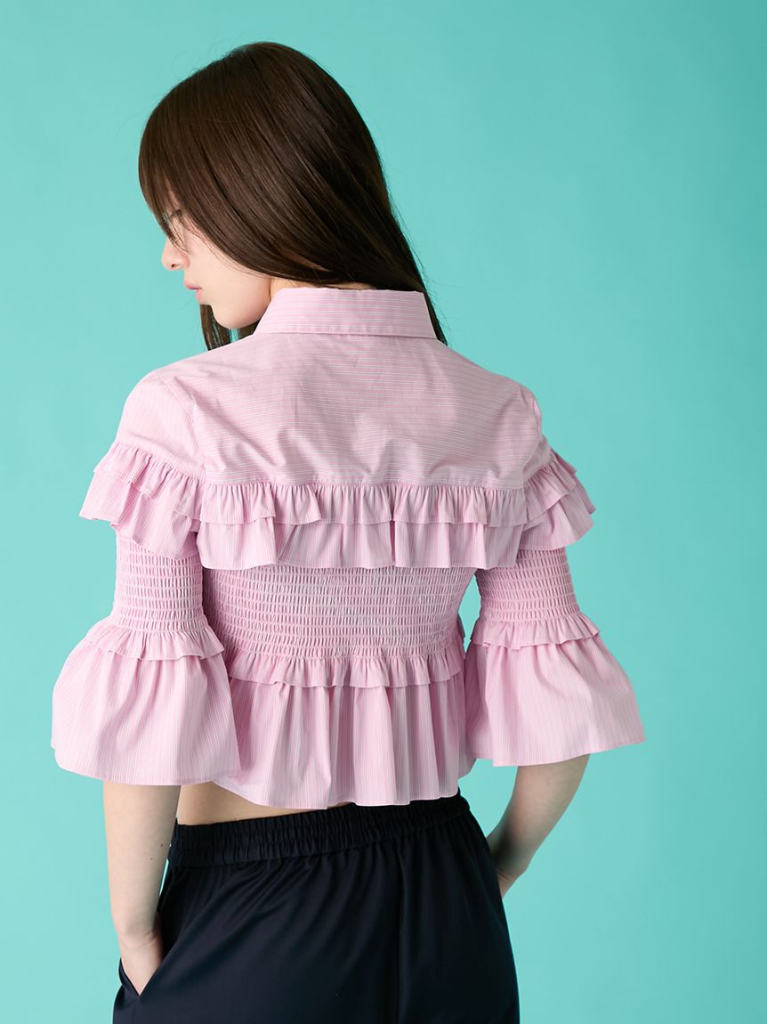 FURFUR「シャーリングフリルシャツ」|シャツ・ブラウス|