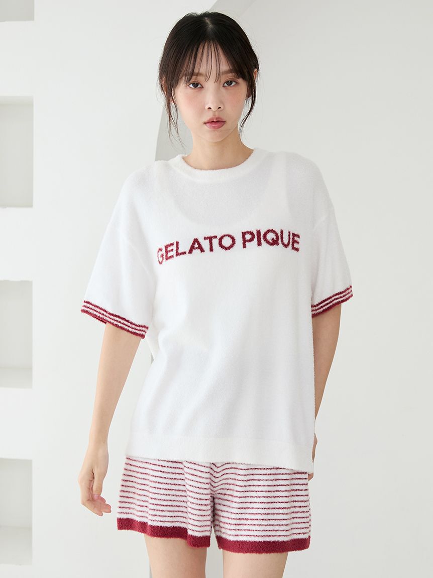 gelato pique「スムーズィーロゴジャガードプルオーバー&ショートパンツセット」|ルームウェア|RED