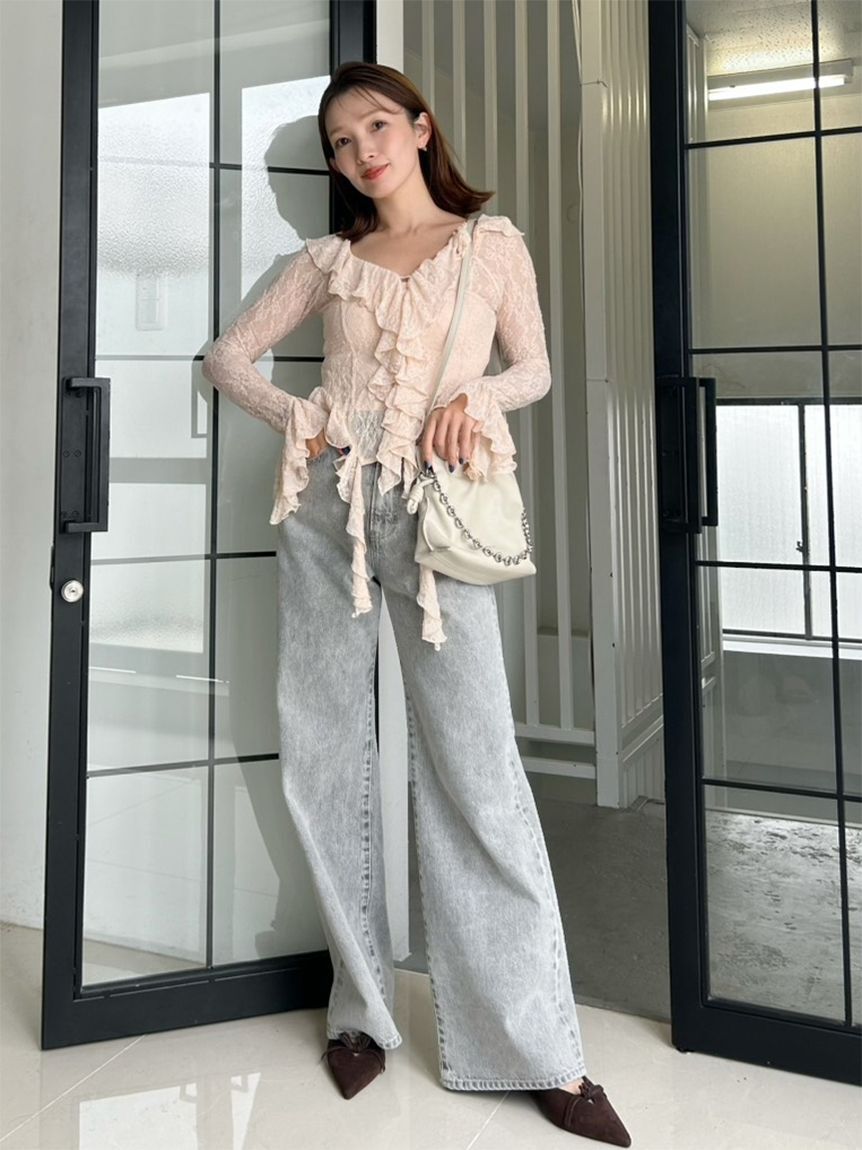 SNIDEL「カットレースフリルプルオーバー」|Tシャツ・カットソー|