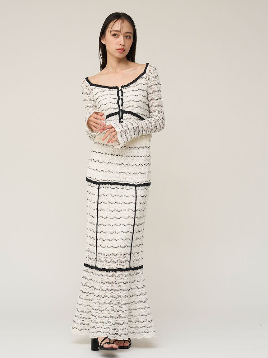 SNIDEL「クロシェニットトップス」|ニット・セーター|