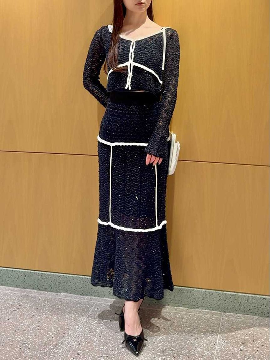 SNIDEL「クロシェニットトップス」|ニット・セーター|