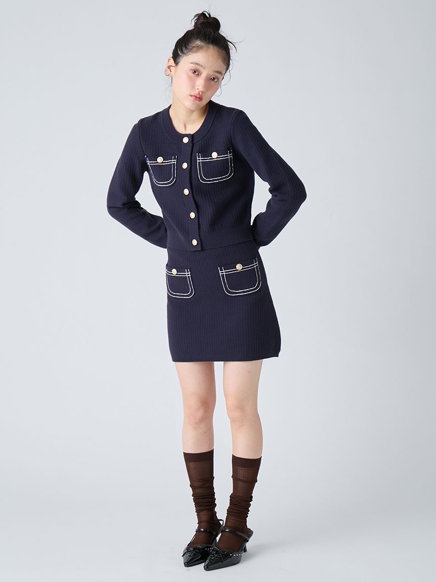 LILY BROWN「コットンニットジャケット」|ノーカラージャケット|