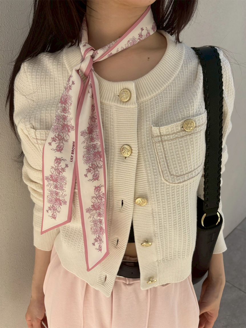 LILY BROWN「コットンニットジャケット」|ノーカラージャケット|