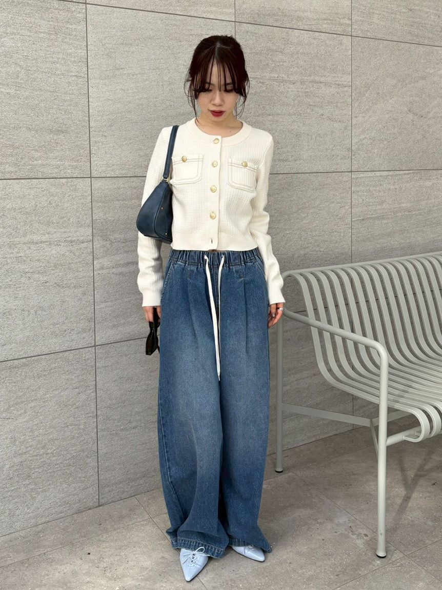 LILY BROWN「コットンニットジャケット」|ノーカラージャケット|