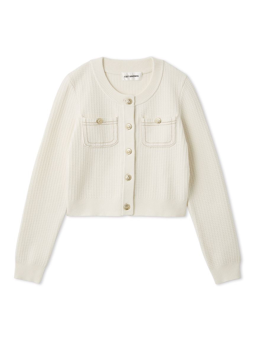 LILY BROWN「コットンニットジャケット」|ノーカラージャケット|