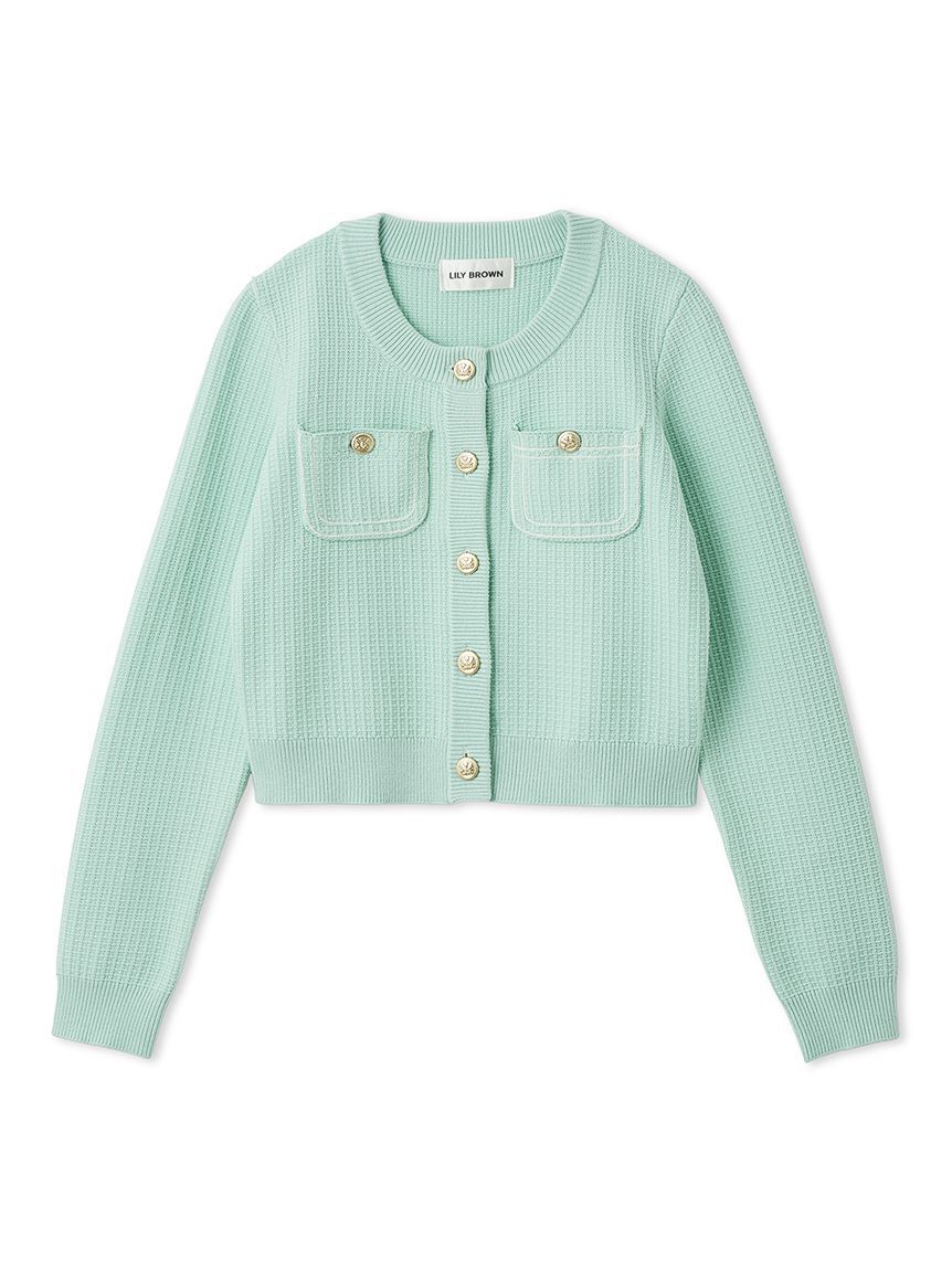 LILY BROWN「コットンニットジャケット」|ノーカラージャケット|