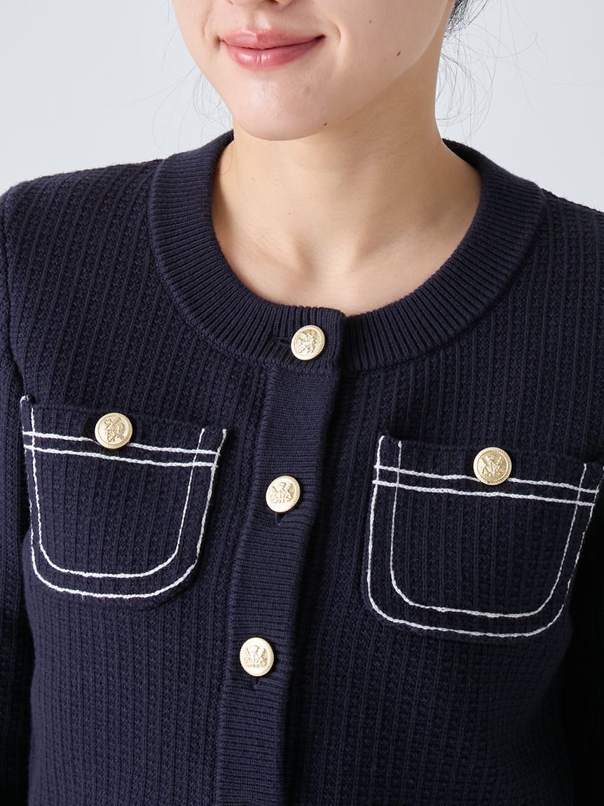 LILY BROWN「コットンニットジャケット」|ノーカラージャケット|