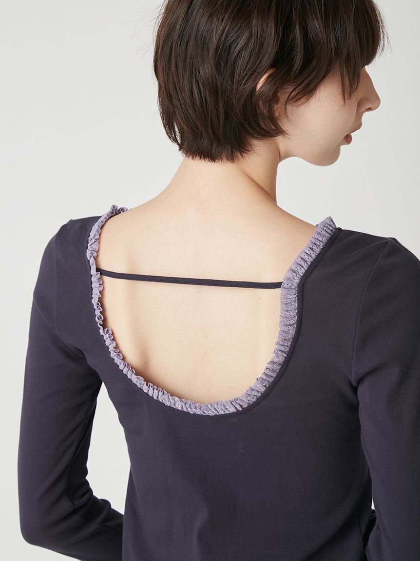 LILY BROWN「バックオープンヘンリーネックカットトップス」|Tシャツ・カットソー|