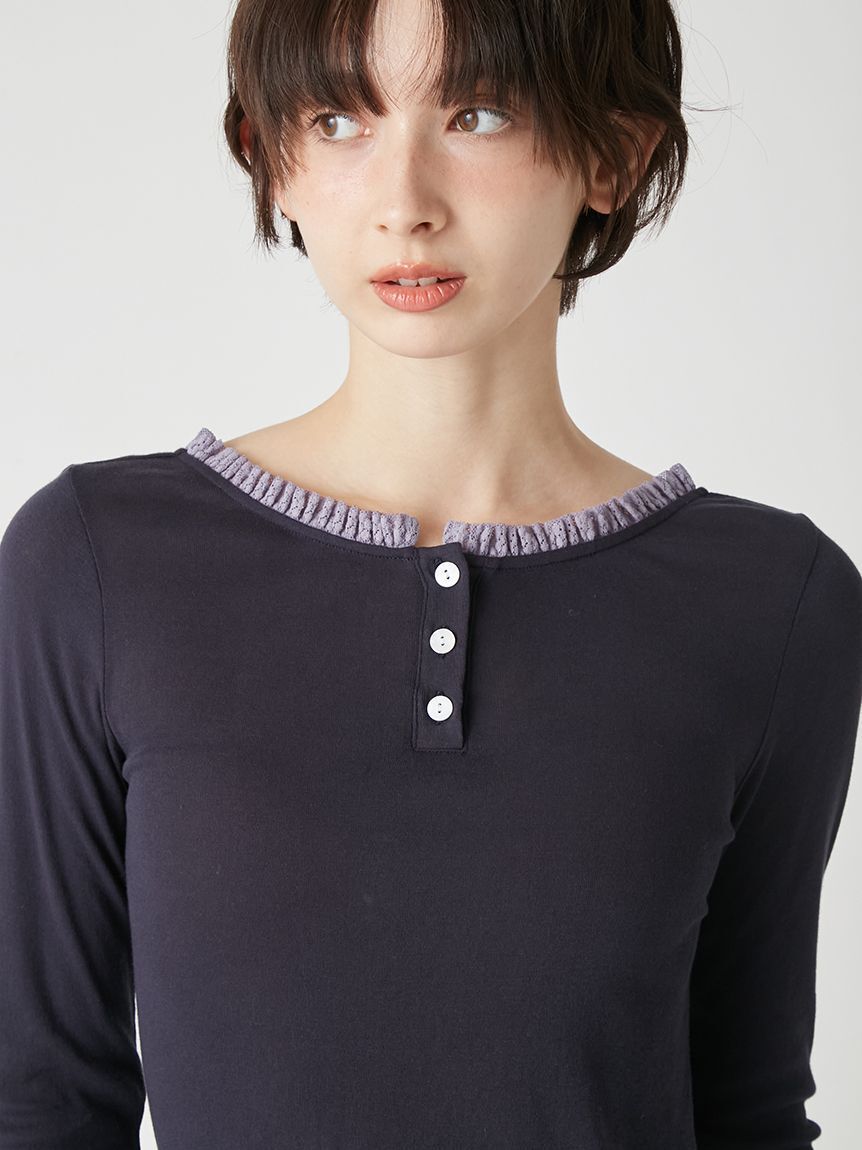 LILY BROWN「バックオープンヘンリーネックカットトップス」|Tシャツ・カットソー|