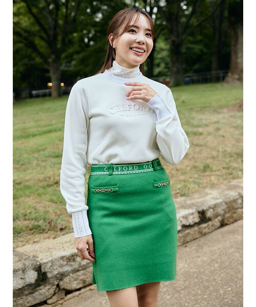 CELFORD「【CELFORD GOLF】　ビット付きニットプリーツスカート」|スカート|GRN