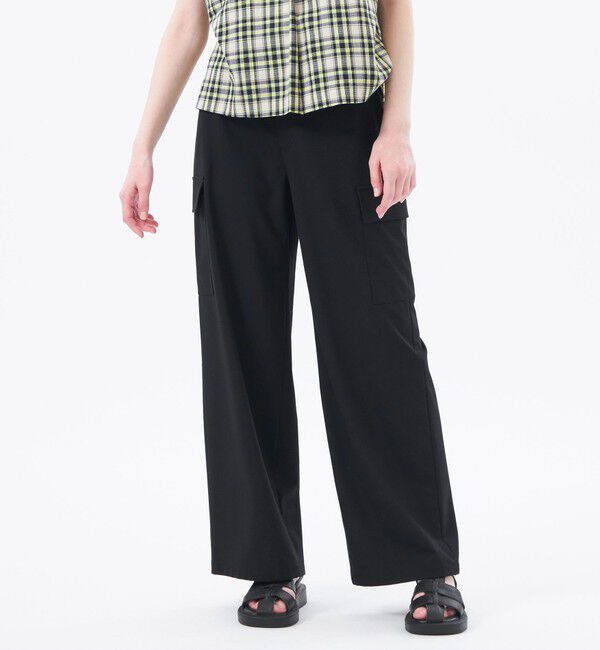 MACKINTOSH PHILOSOPHY「ストレッチツイルワイドパンツ」|カーゴ|ブラック