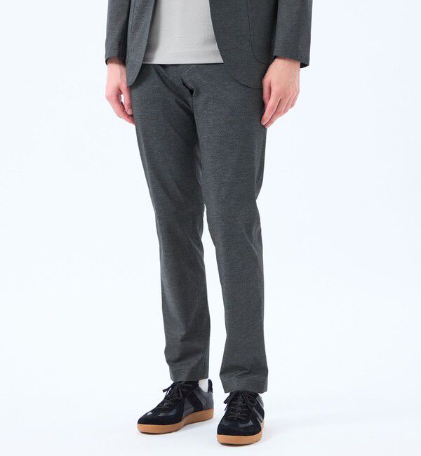 MACKINTOSH PHILOSOPHY「テーラードジャージーパンツ ツイル/チェックプリントメッシュ」|スラックス|チャコールグレー