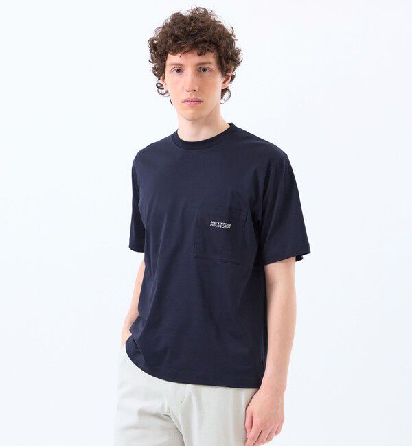 MACKINTOSH PHILOSOPHY「シルケットスムース クルーネック半袖ポケT」|Tシャツ・カットソー|ネイビー