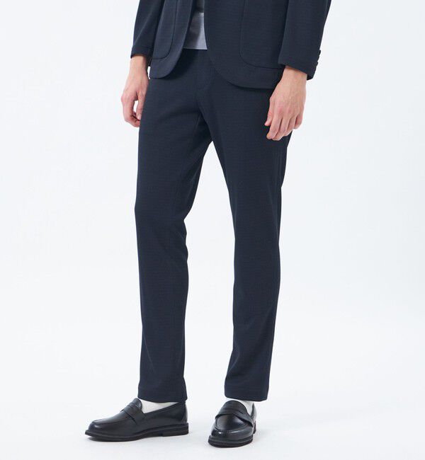 MACKINTOSH PHILOSOPHY「テーラードジャーシー パンツ ミニワッフル」|スラックス|ネイビー