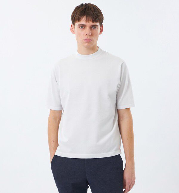 MACKINTOSH PHILOSOPHY「16Gプレーティング天竺 セミモックネックニットTシャツ」|Tシャツ・カットソー|オフホワイト