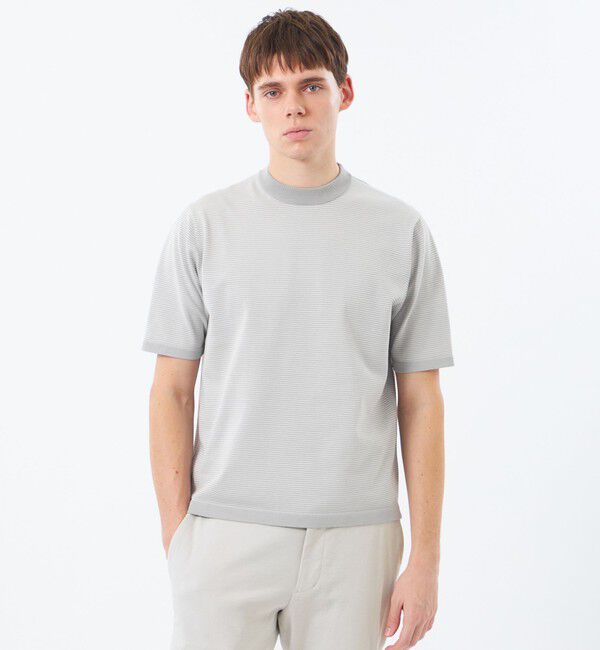 MACKINTOSH PHILOSOPHY「16Gプレーティング天竺 セミモックネックニットTシャツ」|Tシャツ・カットソー|チャコールグレー
