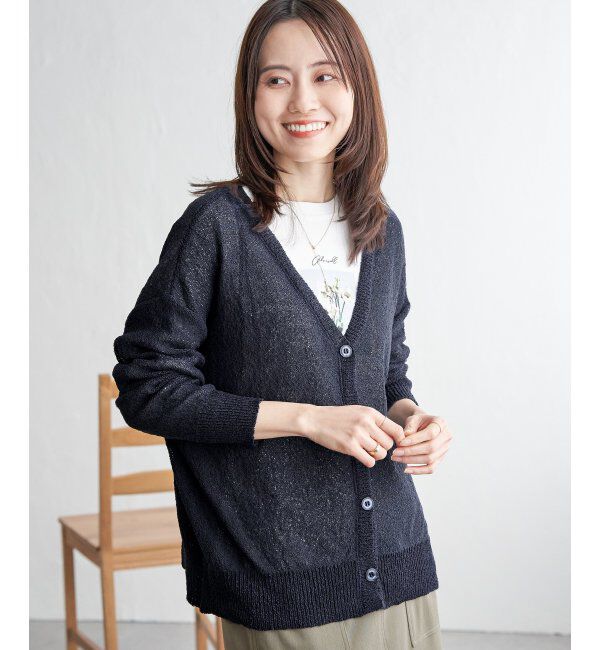 ikka「ブークレーVネックカーディガン」|その他|ネイビーブルー