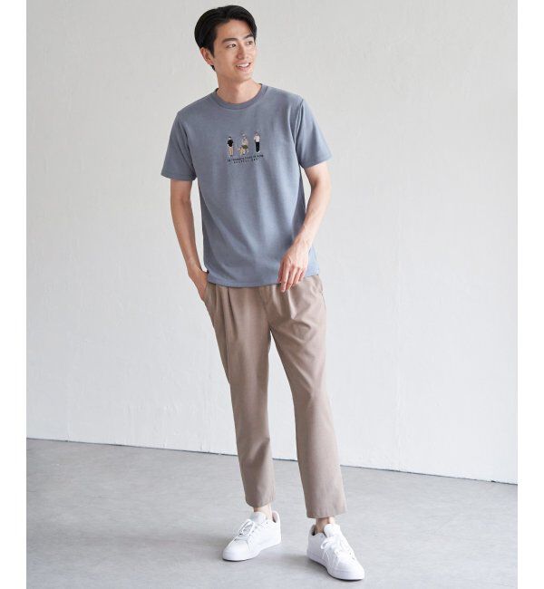 ikka「ポンチスリーメン刺繍Tシャツ」|Tシャツ・カットソー|