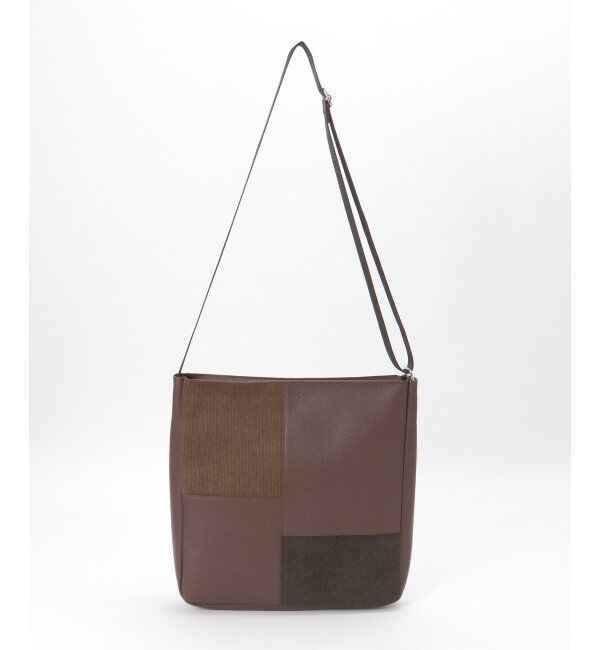 ikka「切り替えミックスショルダーバッグ」|その他|ダークブラウン