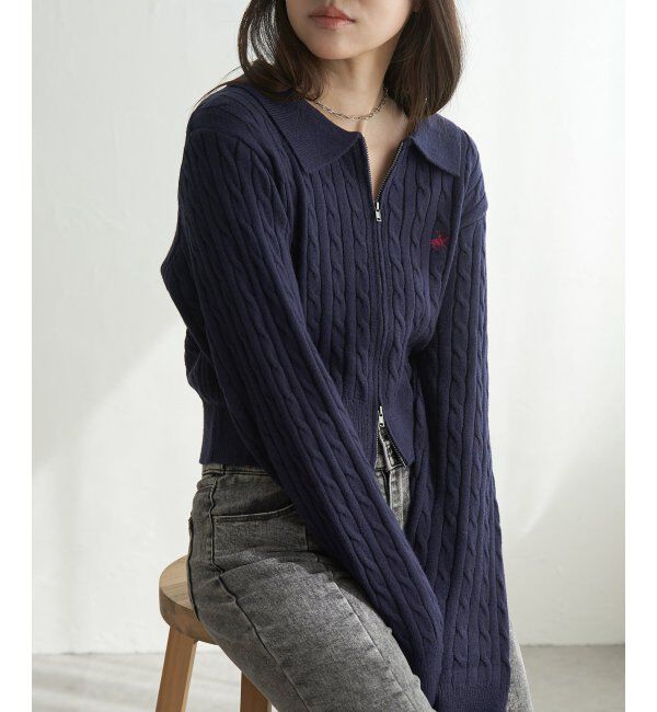 VENCE share style「BEVERLY HILLS POLO CLUB ケーブル編みポロカーデ」|カーディガン|