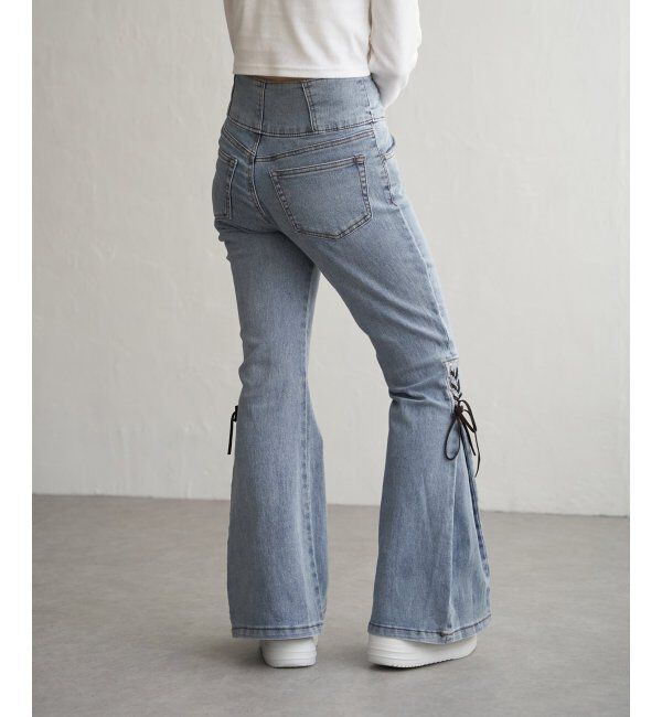 VENCE share style「サイドカットアウトリボンフレア」|デニム|