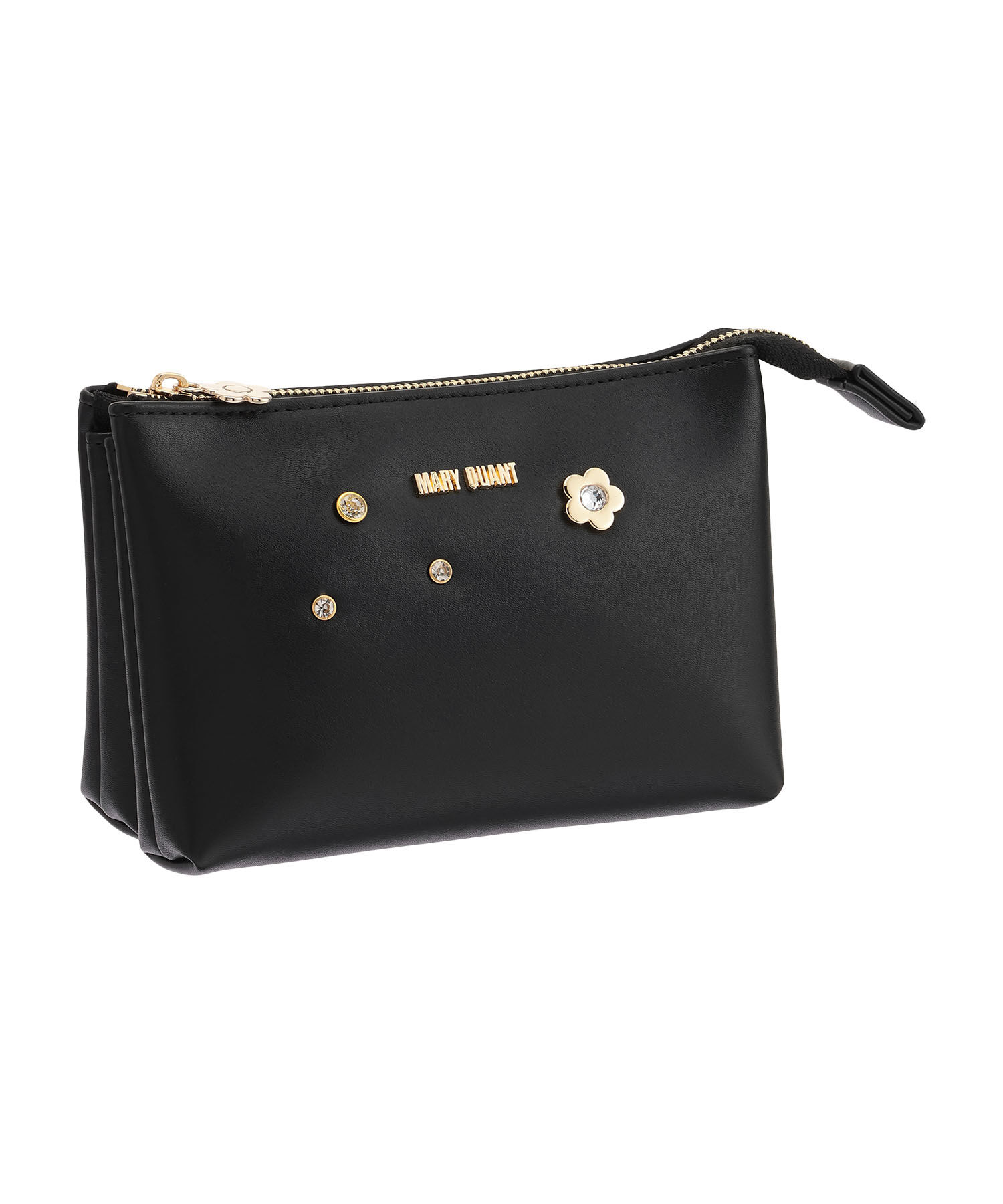 MARY QUANT「メタルビジュー 3ポケットポーチ」|ポーチ|ブラック