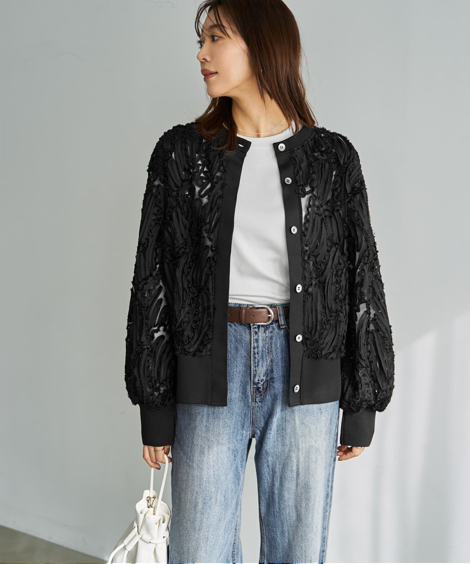 STYLE DELI「【LUXE】チュールにデコレーションカーディガン」|カーディガン|