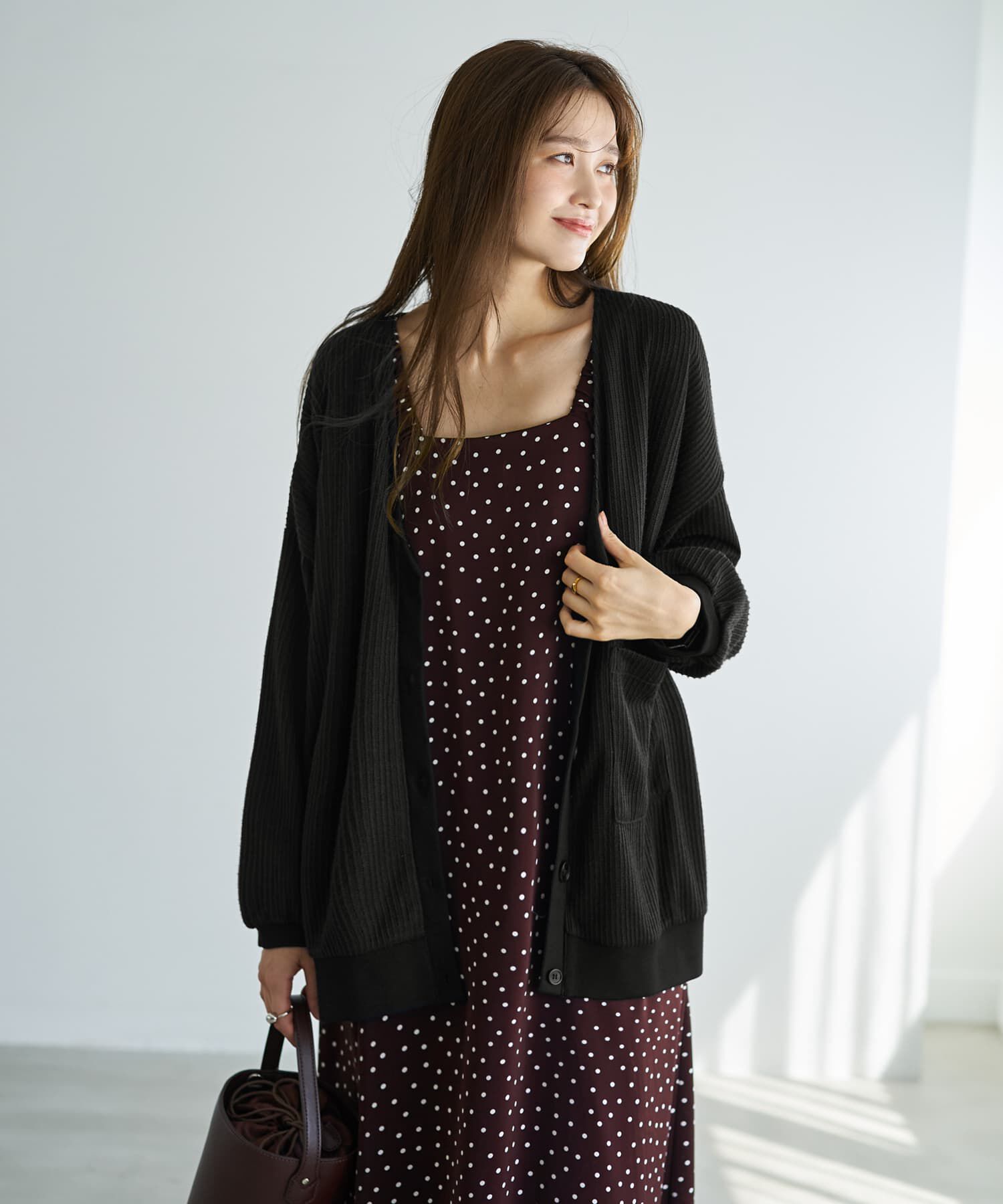 STYLE DELI「リラックスニットソーカーディガン」|カーディガン|ブラック