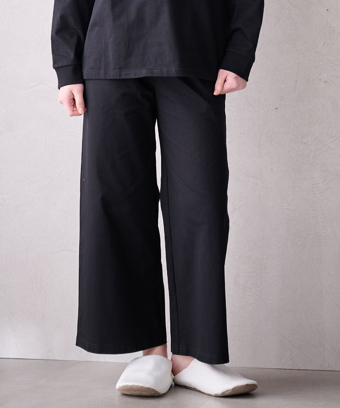 PAUL&JOE「ヌネット＆ジプシーワッペン　 コットン ロングパンツ」|ルームウェア|ブラック