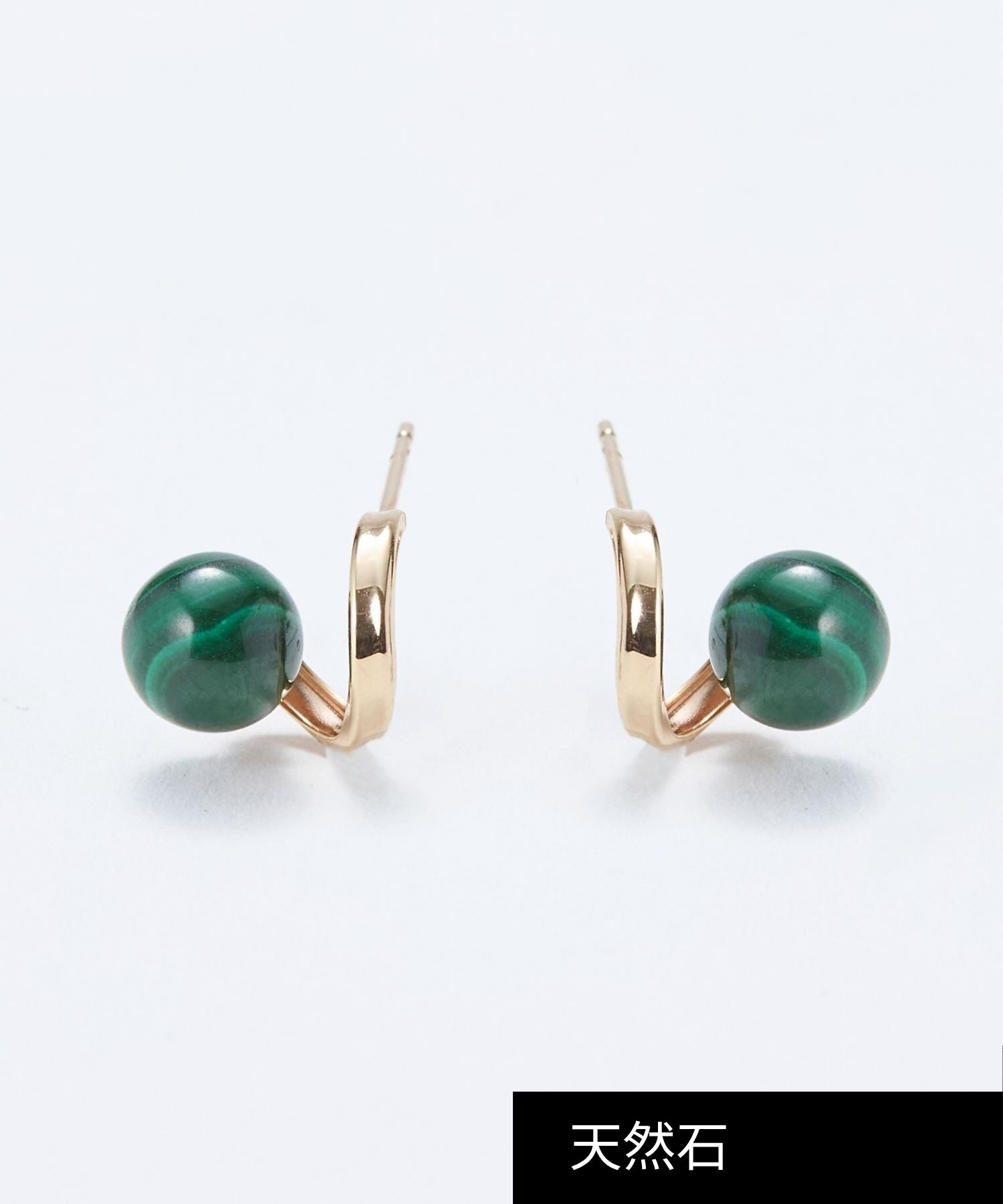 JUPITER「【K10】天然石フープフォルムピアス　マラカイト」|ピアス|グリーン