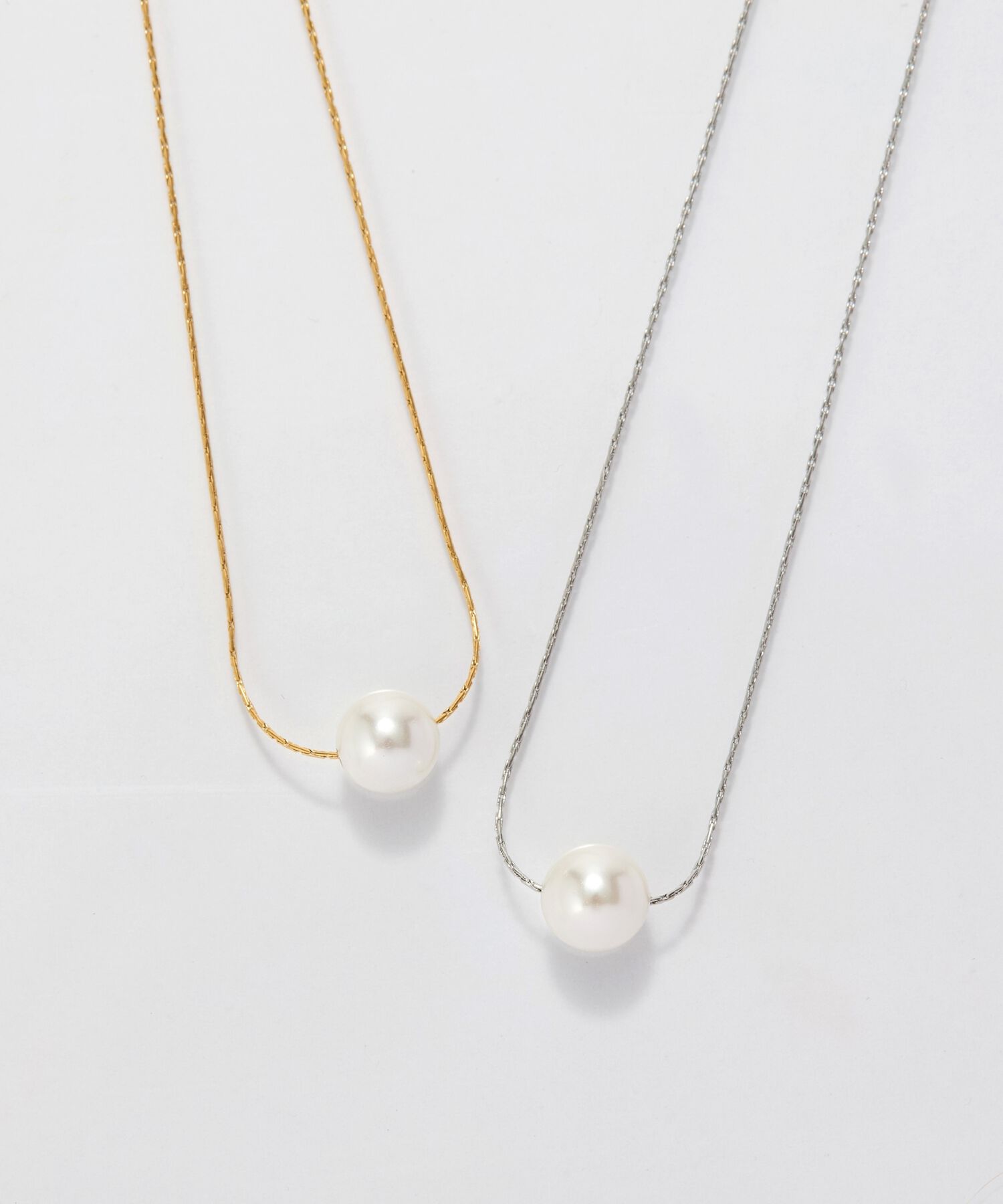 Phoebe「【金属アレルギー対応】ワントップパールネックレス　シルバー/サージカルステンレス」|ネックレス|