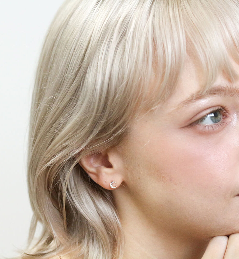  「K10YG ダイヤモンド クレセントムーン ピアス」|ピアス|