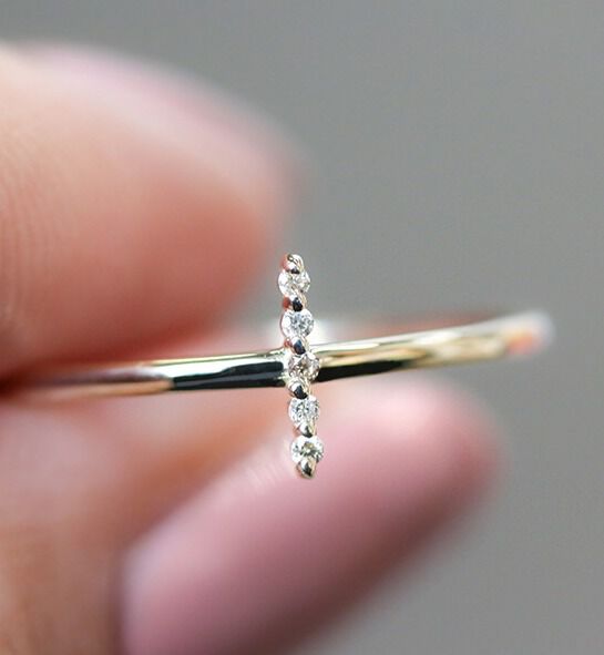  「ダイヤモンド ライン リング | K10YG 〈世界最小〉」|リング|