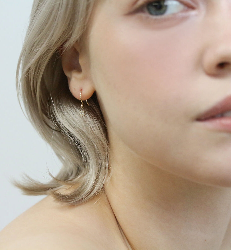  「ダイヤモンド スター フック ピアス  | K10YG」|ピアス|