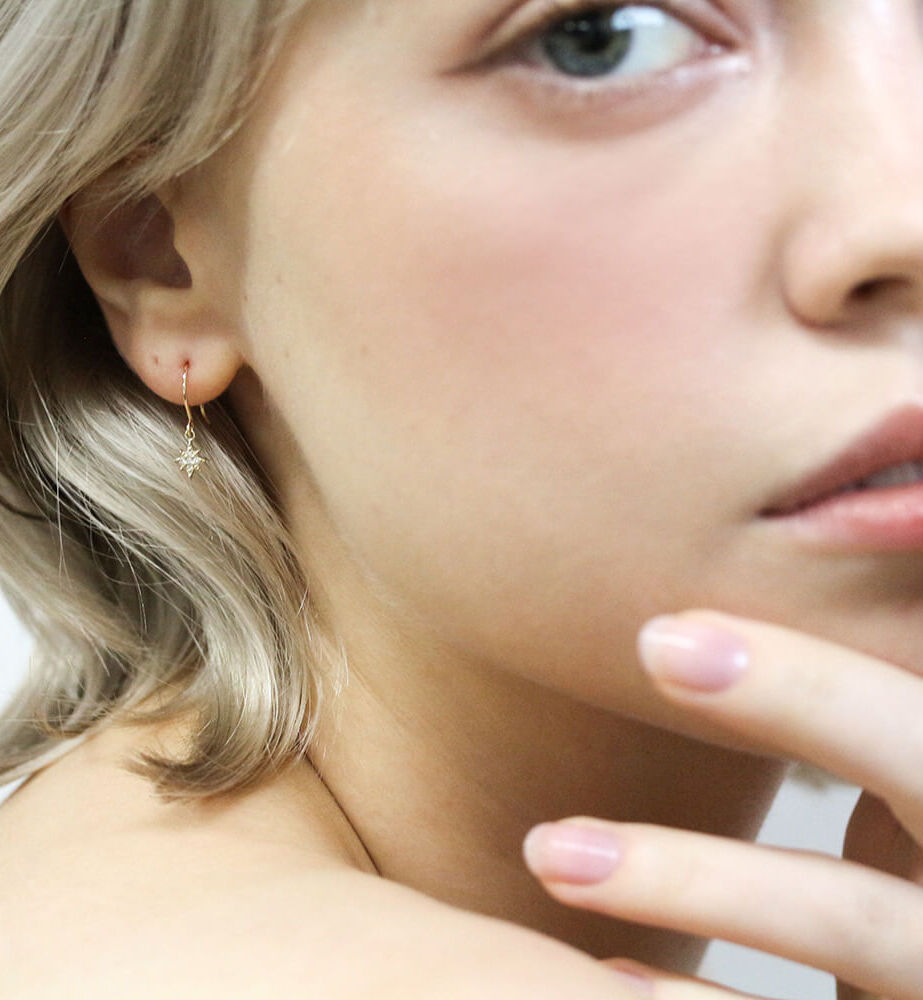  「ダイヤモンド スター フック ピアス  | K10YG」|ピアス|