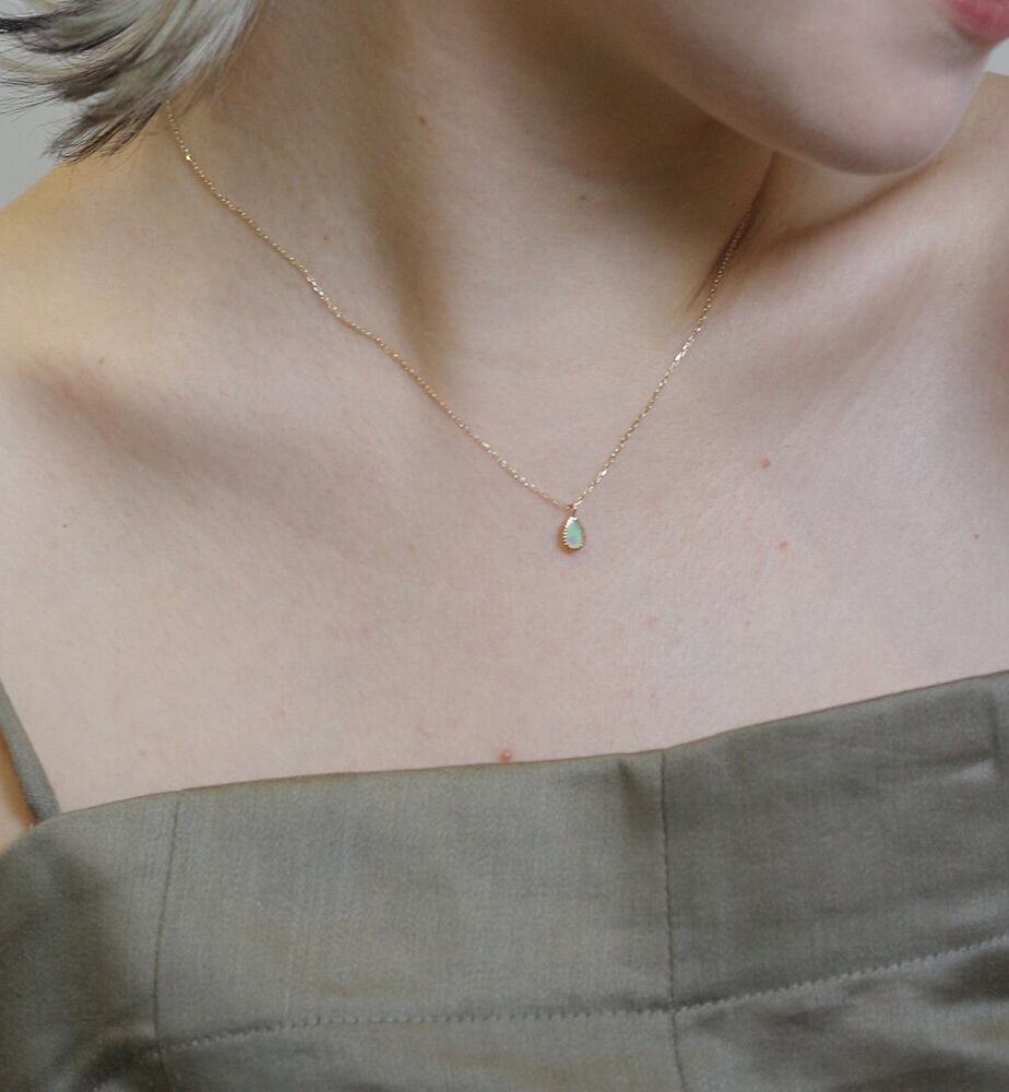  「オパール ペアシェイプ ネックレス | K10YG」|ネックレス|