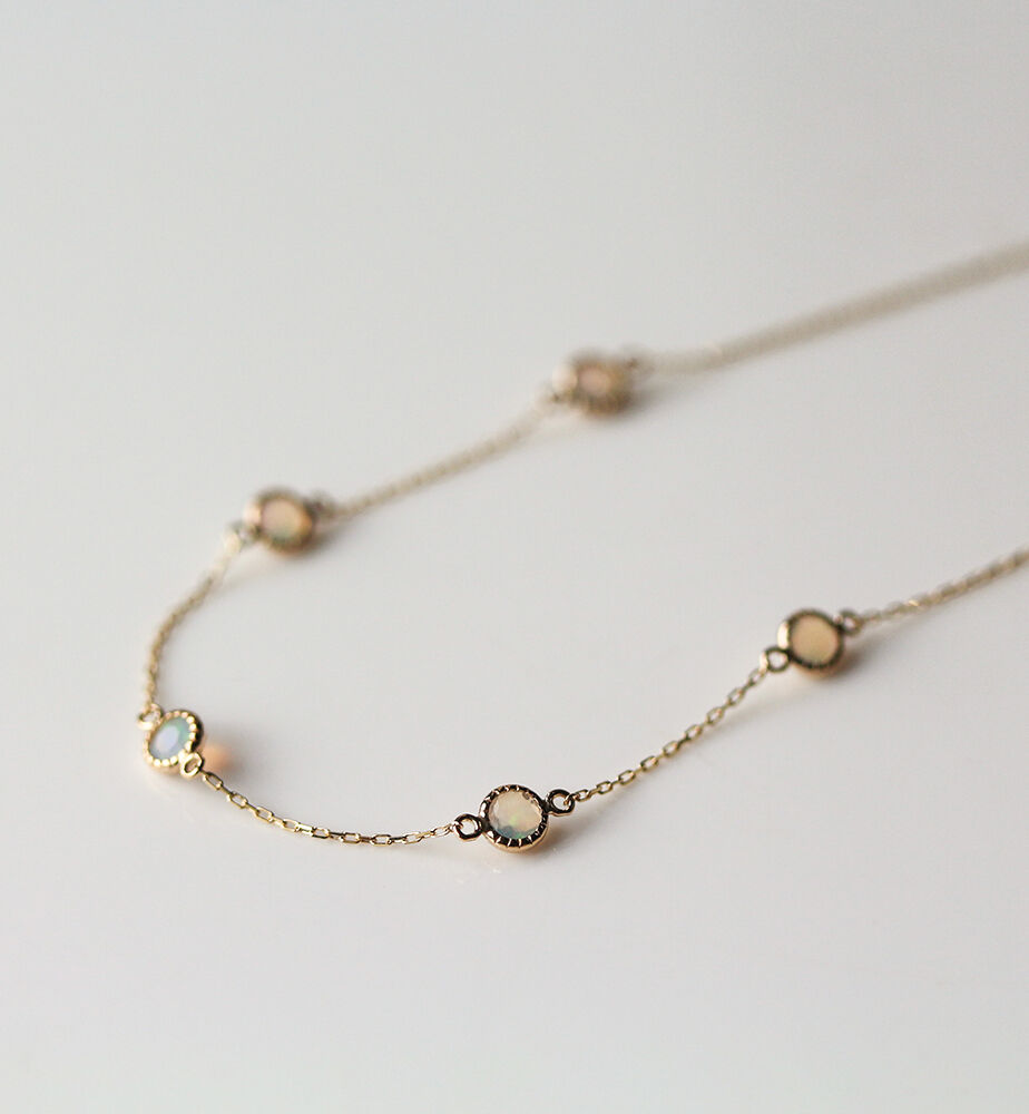  「オパール ステーション ネックレス | K10YG」|ネックレス|