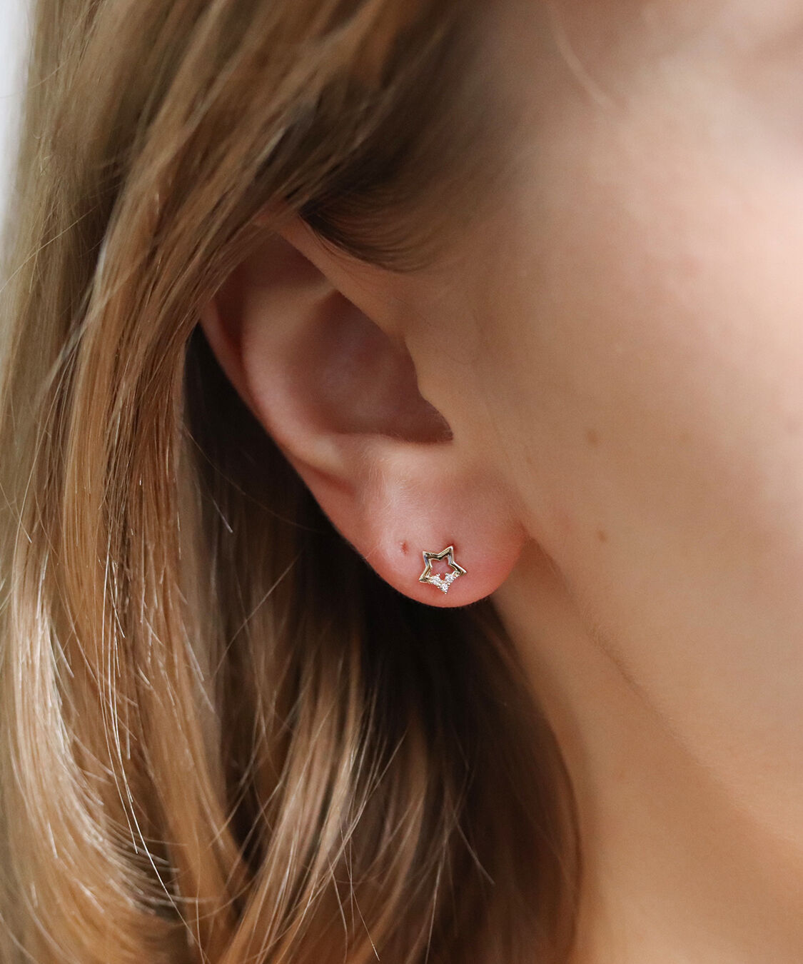  「ダイヤモンド スター ピアス | K10YG」|ピアス|