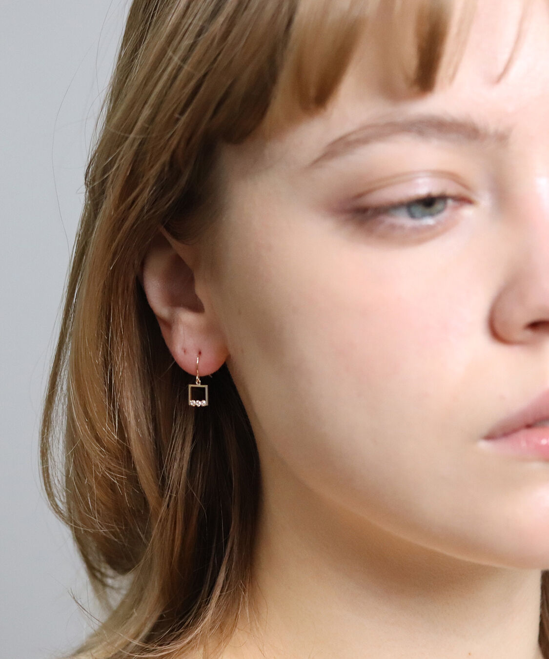  「ダイヤモンド スクエア フック ピアス | K10YG」|ピアス|