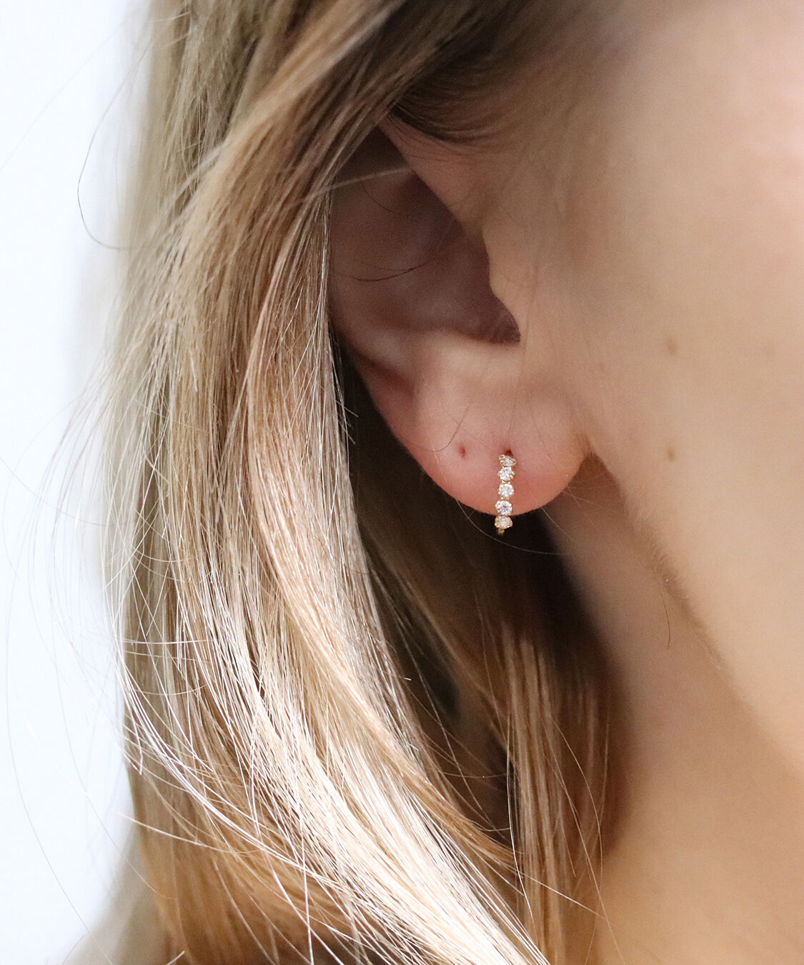  「ダイヤモンド フープ スタッド ピアス | K18」|ピアス|