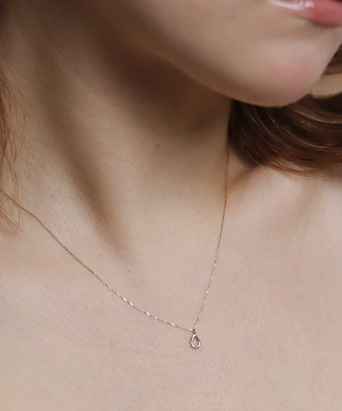  「ダイヤモンド ペアシェイプ ネックレス | K10YG」|ネックレス|