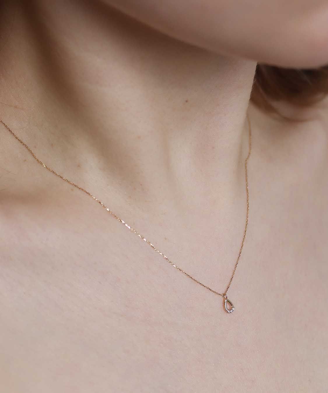  「ダイヤモンド ペアシェイプ ネックレス | K10YG」|ネックレス|