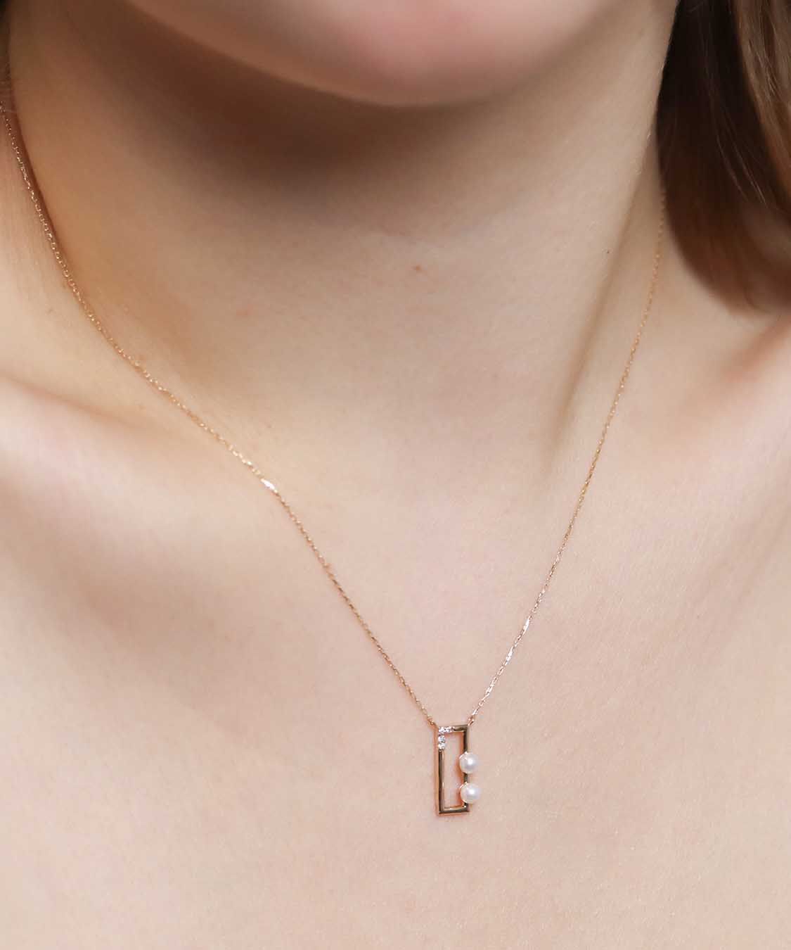  「ダイヤモンド パール ネックレス | K10YG」|ネックレス|