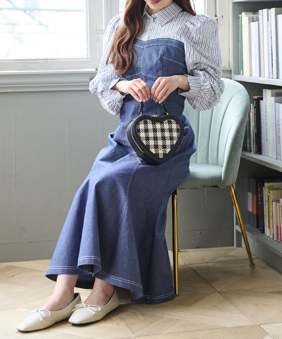 Samantha Vega「ギンガムチェックハート型ショルダーバッグ」|ショルダー・メッセンジャー|ブラック